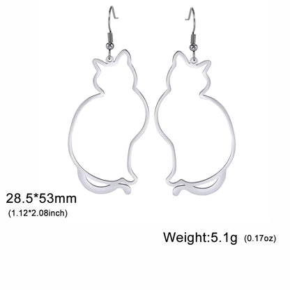 sengpan  Cute Cat Drop Earrings for Women Kids Stainless Steel Lovely Kitten Animal Dangle Earring Jewelry Valentine's Day Gifts