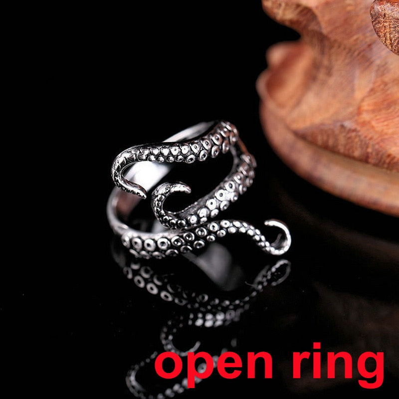 sengpan Creative Gothic Black Spider Animal Rings Funny Halloween Party Octopus Wizard Hat Ghost Pumpkins Finger Rings Halloween Jewelry