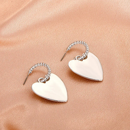 sengpan Silver Color Earrings For Women Wedding Trendy Elegance Sweet LOVE Heart Pendant Eardrop Party Jewelry