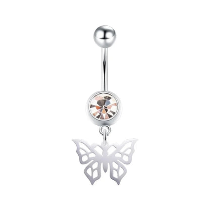 sengpan Butterfly Navel Nail Ball Clip Navel Ring Belly Navel Rings Belly Navel Button Rings Drop Dangle Body Belly Piercing