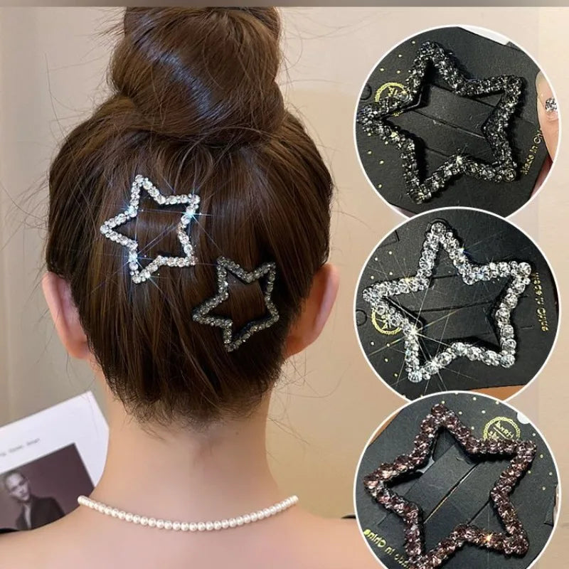 sengpan New Fashion Sparkling Five-pointed Star Hairpin Headdress Korean Trendy Shiny Zircon Pentagram Hair Clip Female Hair Accessories