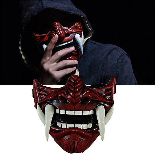 sengpan Japanese Samurai Oni Demon Mask Halloween Demon Samurai Cosplay Horror Prajna Killer Masks Party Costume Props