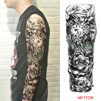 sengpan Waterproof Temporary Tattoo Sticker Anubis Ancient Egypt Greece Zeus Eye Full Arm Fake Tatto Flash Tatoo Sleeve for Men Women