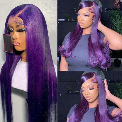 sengpan Purple 613 Colored 13x4 Transparent Lace Frontal Wigs Human Hair Wig For Women Brazilian Remy Hair Glueless Full Lace Wigs