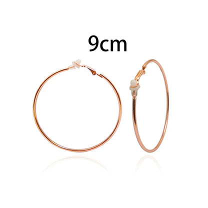 sengpan Round Circle Hoop Earrings Clip Without Piercing Women Gold Silver Stainless Steel Plating Rings Ear Clips Fashion Jewelry Gift