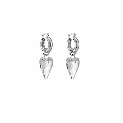 sengpan advanced design metal transparent imitation crystal earrings women's light luxury earrings drop earrings