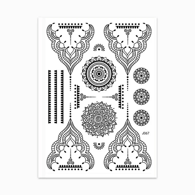 sengpan Black Henna Temporary Tattoo Stickers Women Sexy Lace Hand Jewelry Flower Fake Tatoo Waterproof Body Art Tattoo Wedding