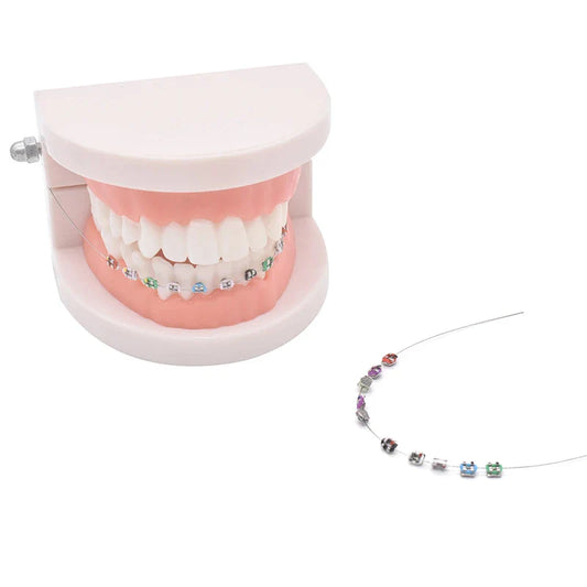 sengpan 1 Pair Temporary Tooth Decoration With Metal Wires Colorful Metal Bracket And Orthodontic Ligature Ties Dental Decorations