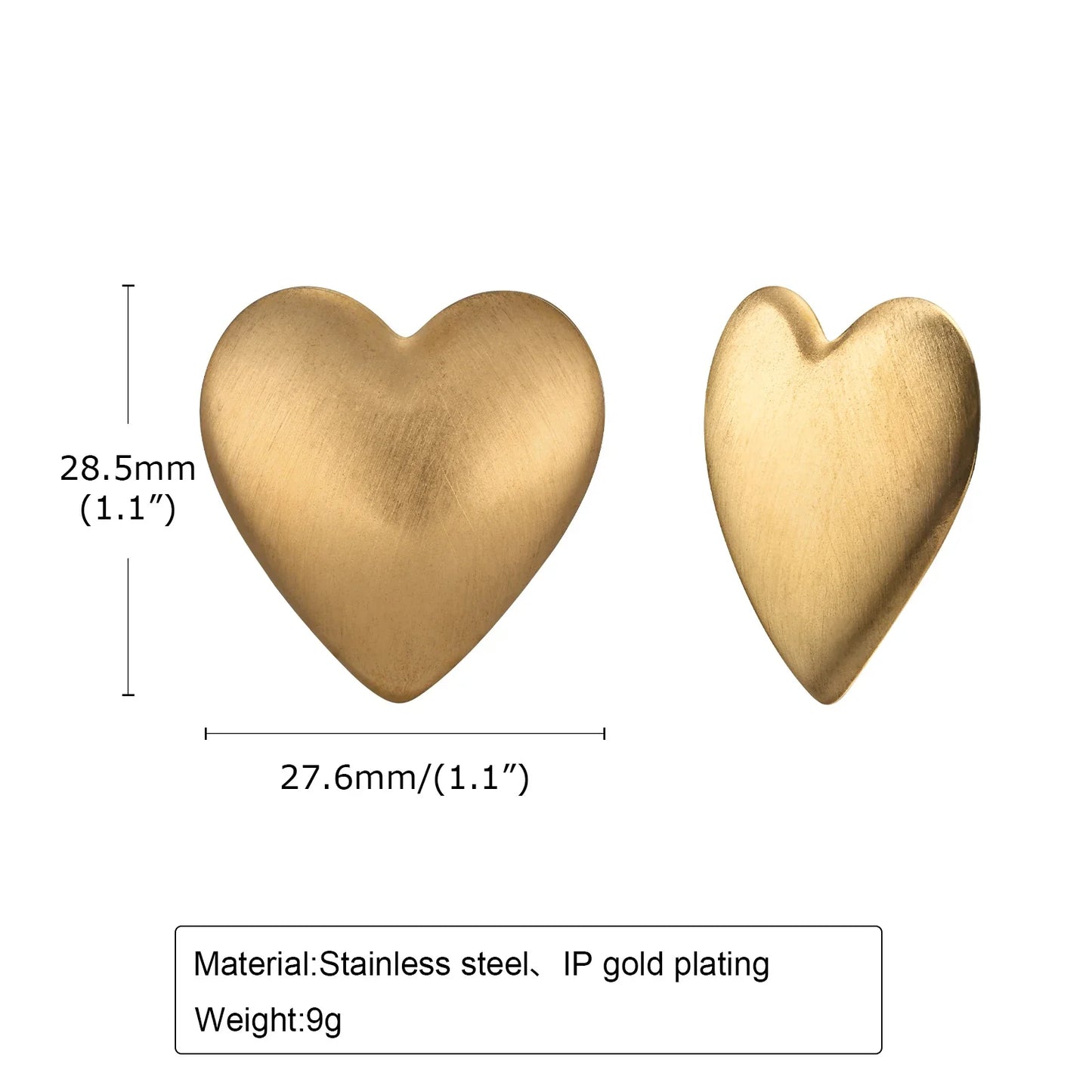 sengpan Vnox Romantic Heart Stud Earrings for Women,Stainless Steel Gold Color Ear Gifts to Valentine's Mother's Day Birthday Party