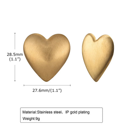 sengpan Vnox Romantic Heart Stud Earrings for Women,Stainless Steel Gold Color Ear Gifts to Valentine's Mother's Day Birthday Party