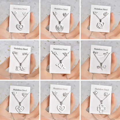 sengpan 2024 New Stainless Steel Fashion Vintage Earrings Pendant Hip Hop Versatile Set Jewelry Gift Wholesale