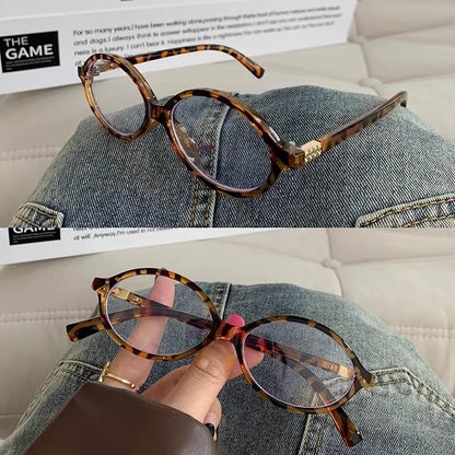 sengpan Y2K Retro Oval Frame Anti-Blue Light Glasses Sweet Cool Girls Black White Eye Glasses Vintage Simple Women Plain Glasses Eyewear