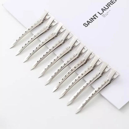 Dospita 10pcs Silver Hair Clips Stainless Steel Hairdressing Sectioning Hairpins for Hair Roots Fluffy Duck Bill Hair Clip Styling Tools