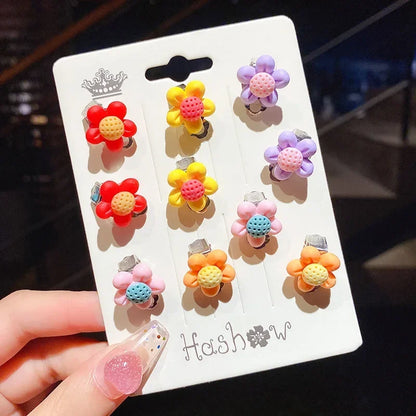 sengpan New 10pcs Cute Girls Earrings Ear Clip No Ear Hole Flower Earrings Children Princess Girls Birthday Gifts Kids Accessories