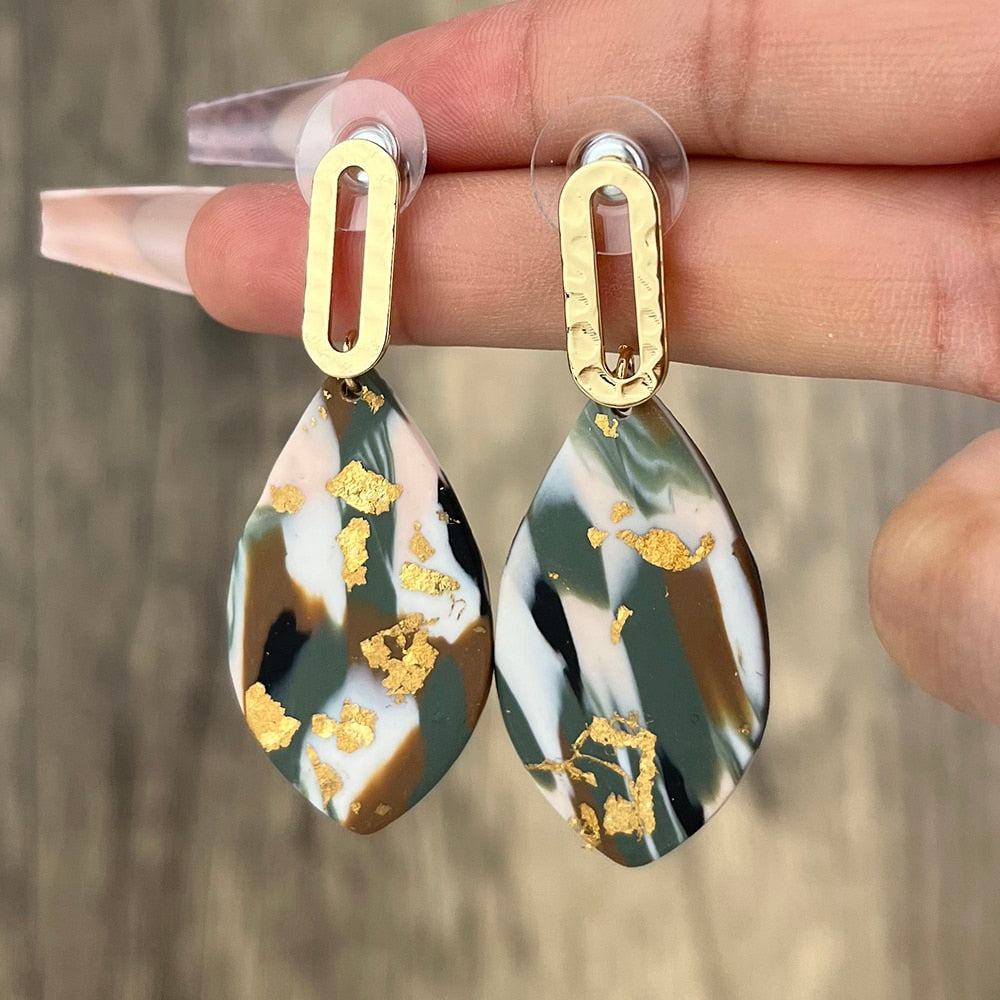 sengpan Soft Pottery Vintage Drop Earrings For Women INS Style Geometric Pottery Clay Drop Earrings Women's Prom Jewelry Factory Outlet