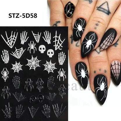 sengpan 5D Halloween Blood Eye Bones Nail Art Horror Eyeball kull Relief Three-Dimensional Nail Stickers for Women&Girl Nail stickers