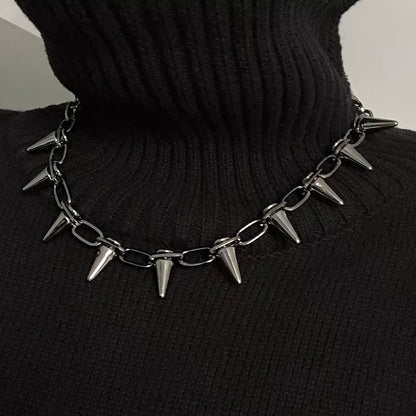 sengpan Korean Fashion Punk Gothic Harajuku Handmade Womens Necklace for Spike Rivet Female Chain Necklaces Exaggeration Rock Chokers