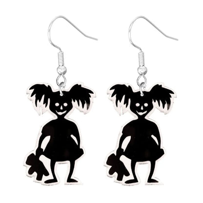 sengpan Halloween Earrings Cute Cartoon Cat Crow UFO Bat Design Dangle Earrings Acrylic Jewelry Versatile Accessories