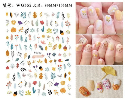 sengpan Simple Flowers 3D Nail Stickers Spring Summer Blossom Floral Tulip Fruit Nail Art Decals Adhesive Sliders Manicure Decorations