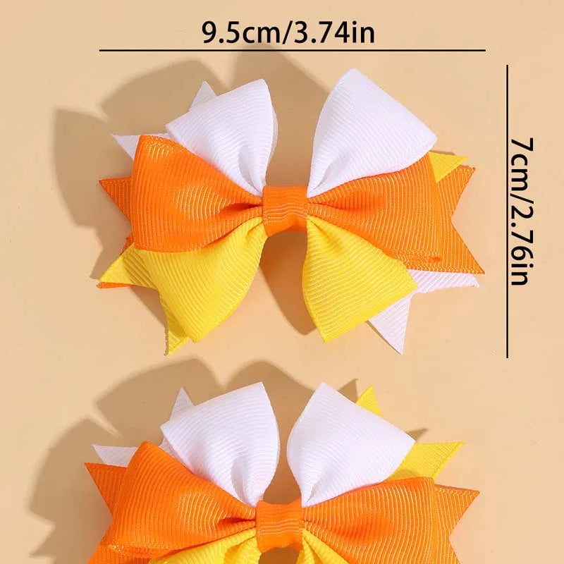 sengpan 2Pcs Corn Candy Hair Bow Clips Halloween Candy Hairpin for Kids Girls Cute Ribbon Bows Barrettes Fashion Hair Accessories