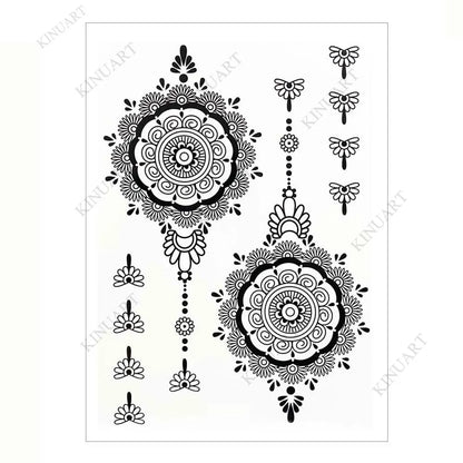 sengpan Black Henna Tattoo Stickers Temporary Tattoo for Women Wedding Lace Flower Mehndi Tattoo Waterproof Fake Tatoo Festival Body Art