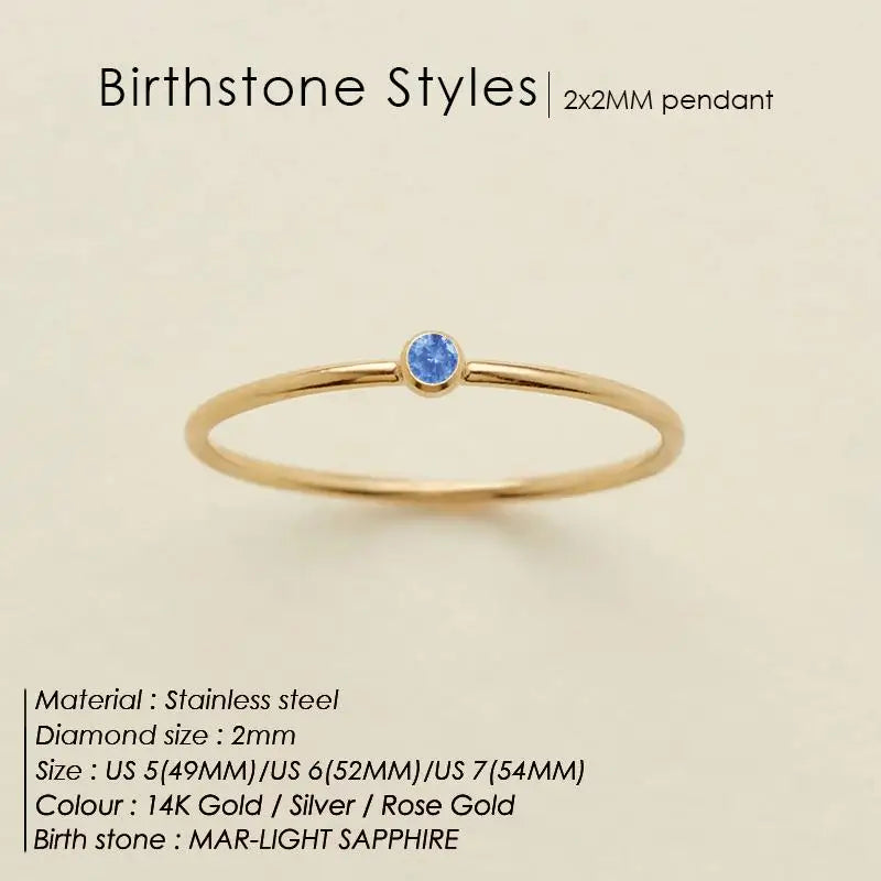 sengpan 316L Stainless Steel Birthstone Ring for Woman Gold Color Simple Style Ring Festival Party Fashion Jewelry Dropshipping