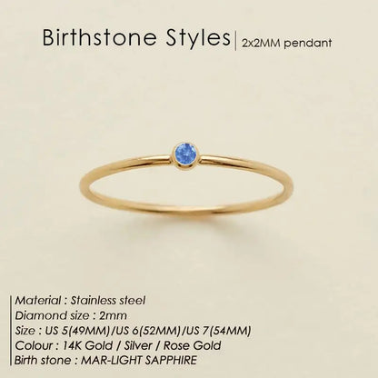 sengpan 316L Stainless Steel Birthstone Ring for Woman Gold Color Simple Style Ring Festival Party Fashion Jewelry Dropshipping