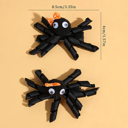 sengpan 2Pcs Halloween Spider Hairpin Cute Ribbon Hair Clip Barrettes Creative Halloween Party Hair Styles Accessories Girls Headwear