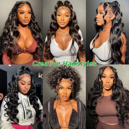 sengpan Body Wave Lace Front Wigs Human Hair 180% Density 13x4 HD Lace Frontal Wigs for Women Pre Plucked with Baby Hair Natural Color