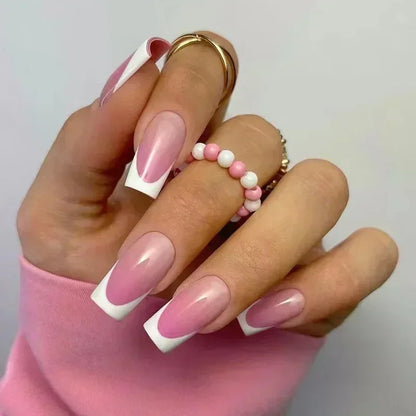 sengpan Romantic Red Lips Valentine's Day Wearable Fake Nails Frosted White Detachable Finished False Nails Press on Nails with Glue