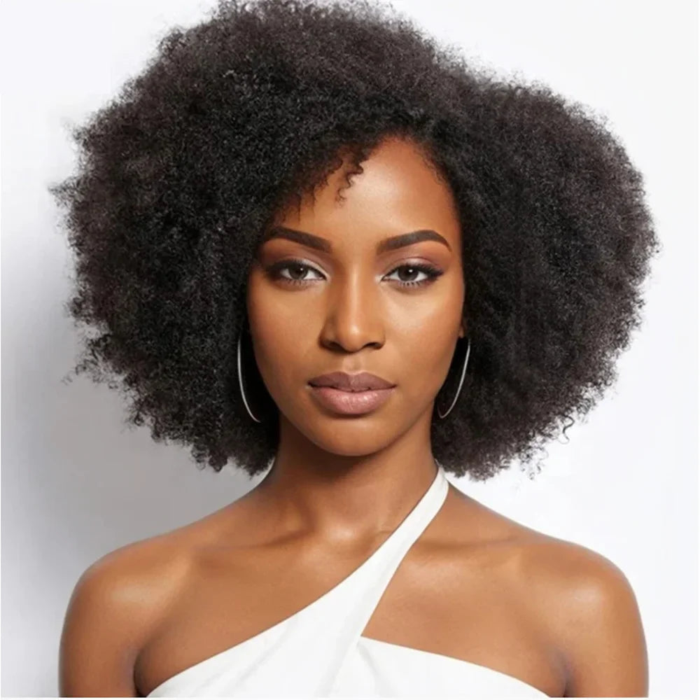 sengpan Afro Kinky Curly Lace Front Wig Brazilian Afro Short Bob Human Hair Wig 13x4x2 HD Lace Natural Hairline 250% Density 12A