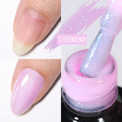 sengpan SUGAR Aurora Rubber Gel Nail Iridescent Pearl Effect Metallic Mirror Nails Manicure Soak Off UV LED No Wipe Top Coat Base Gel