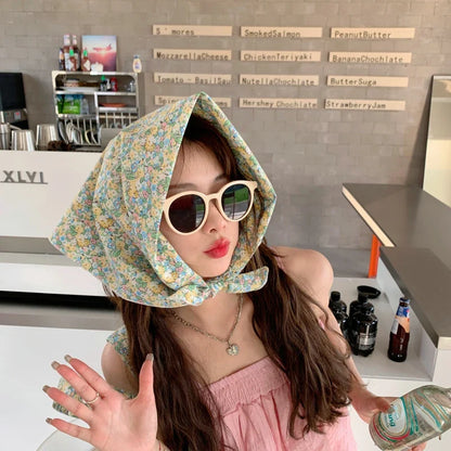 Dospita 70*70cm Cotton And Linen Handkerchief Small Hair Scarf For Women Cute Plain Bag Scarfs Female Fashion Print Scarves For Women