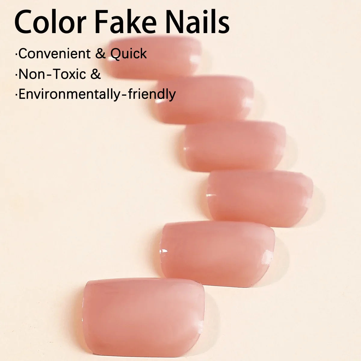 sengpan Short Nude Fake Nails Square Head French Ballerina Nail Press on False Nails Waterproof Faux Medium Fingernails DIY Nail Tips