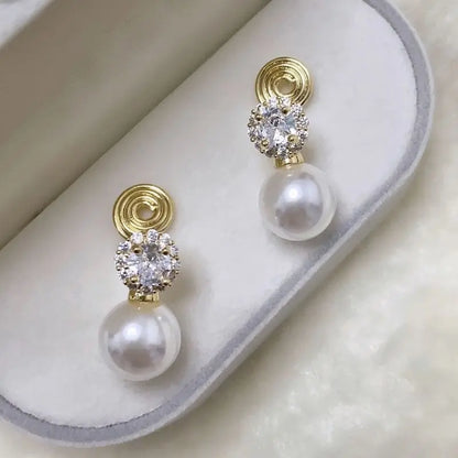 Lianfudai New Fashion Pearl Clip on Earrings Non Pierced Baroque Cubic zirconia Ear Clips for Women Jewelry Wholesale