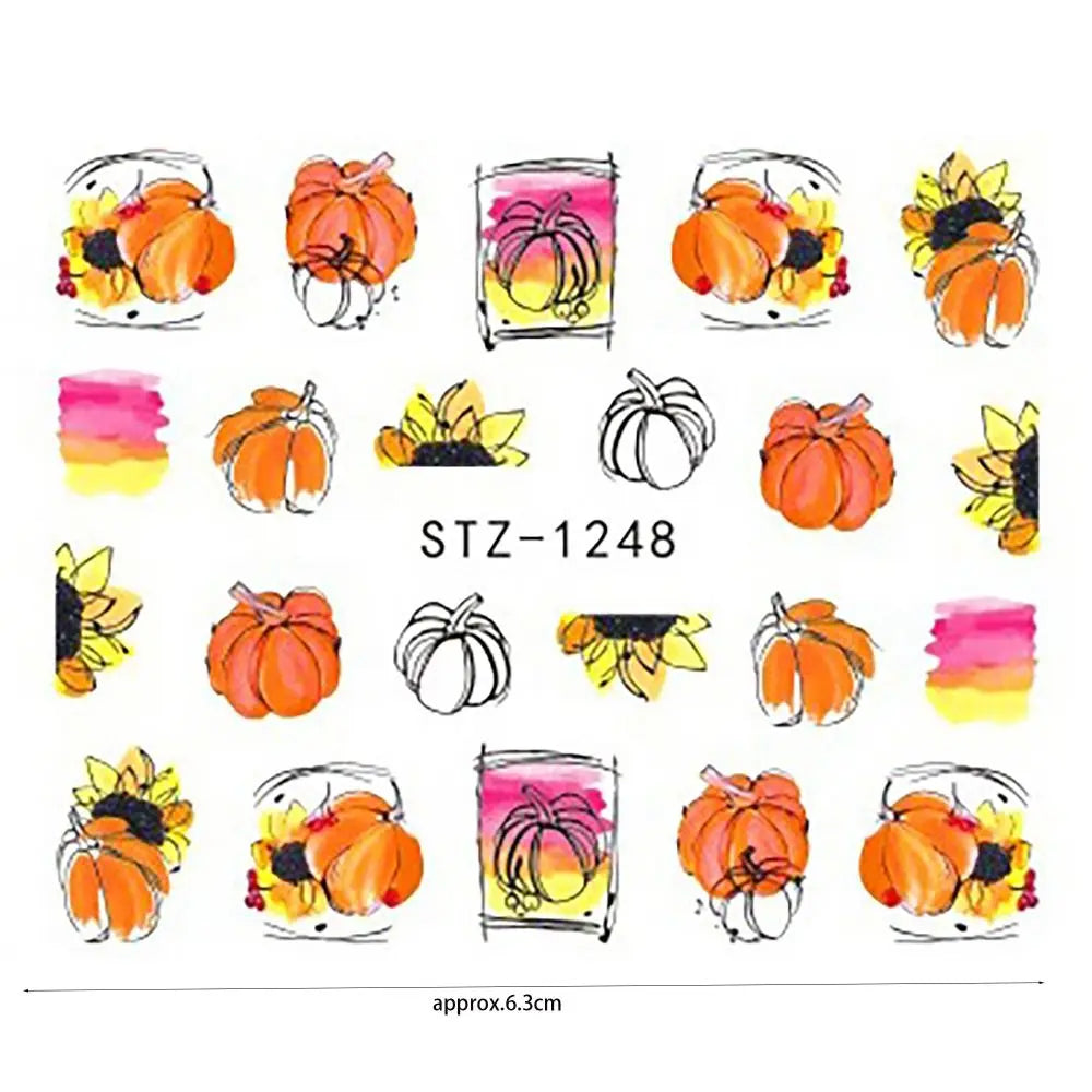 sengpan Halloween Pumpkins Nail Art Water Decals Stickers Spiders Web Fake Nail Accessories Nail Art Decoration Mummy Ghost