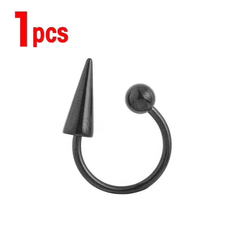 sengpan 4PCS Titanium Steel Hoop Piercing Lip Ring Goth Rivet Lip Piercing Nose Ring Lip Stud Piercing Earrings Hip Hop Body Jewelry