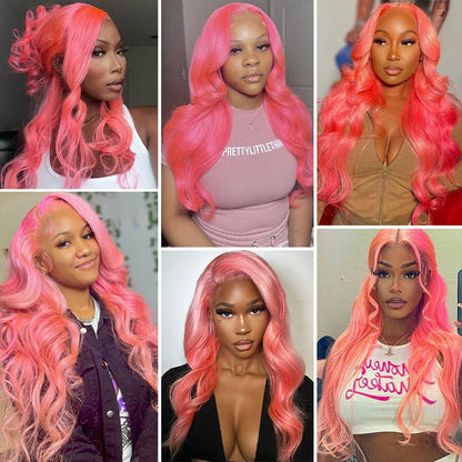 sengpan Body Wave 13x4 13x6 Hd Lace Frontal Wig Pre Plucked Transparent Colored Lace Front Pink Wig For Women Human Hair Wigs