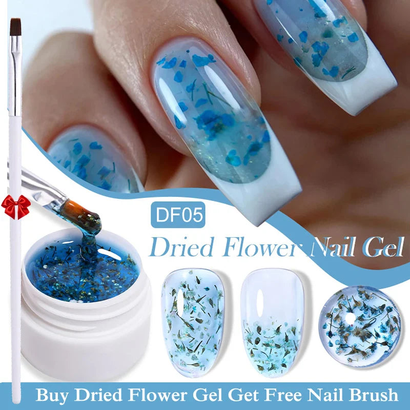 sengpan 8ml Dried Flower Gel Nail Polish Natural Flower Floral DIY Nail Art Semi Permanent UV Gel Soak Off Painting Varnishes