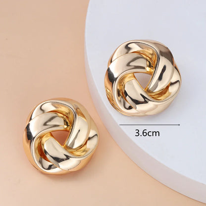 sengpan Hiphop Exaggerated Irregular Metal Dangle Earrings Spiral Twist Knot Geometry Round Smooth Rock Ear Brincos Jewelry Gift