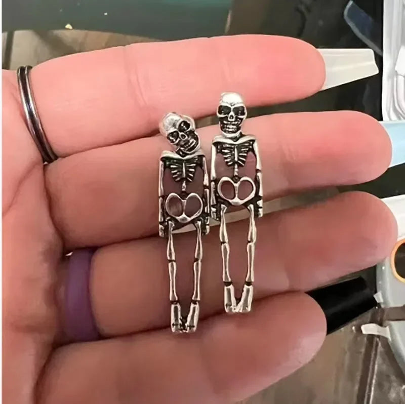 sengpan Punk Halloween Earrings for Women, Spooky Skull Skeleton Dangle Earrings for Women,Bloody Knife Drop Earrings,Scary Halloween Pa