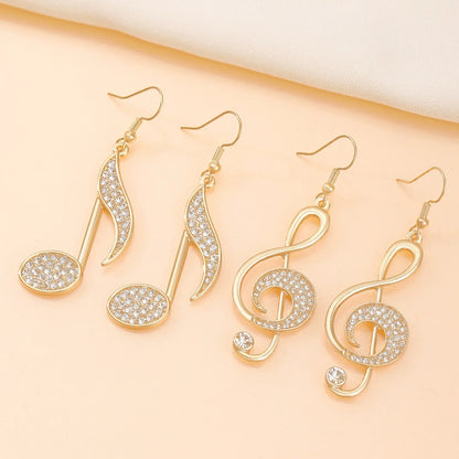 sengpan European And American Elegant Temperament Zircon Note Earrings Cross-border Creative Asymmetrical Fashion Earrings Wholesale