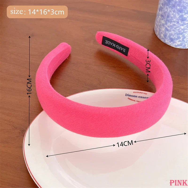 sengpan Rose Red Wide-brimmed Sponge Hair Band Women Fairy Temperament Headband Tweed Fabric Hoop Hairband Girls Hair Accessories