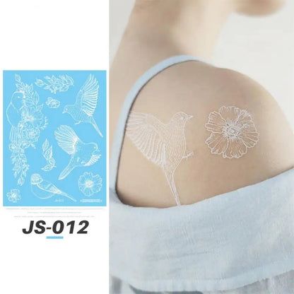 sengpan White Lace Henna Tattoo Butterfly Feather Fake Temporary Tattoos Women Summer Style Henna Design Stickers Body Art Party Wedding