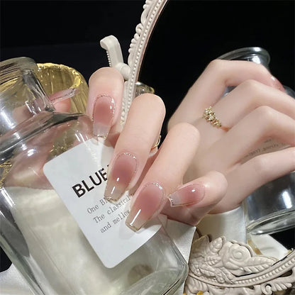 sengpan 24pcs Wearable Pink Press On Fake Nails Tips With Glue false nails design Butterfly Lovely Girl false nails With Wearing Tools