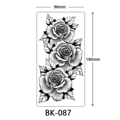 sengpan Black Flower Tattoo Stickers for Hand Arm Waterproof Temporary Tattoos for Women Butterfly Fake Tattoo Sleeve Tatoos Girls