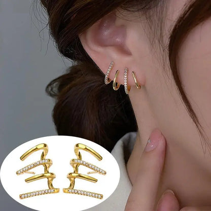 sengpan Korean Vintage Pearl Crystal Earrings For Women Jewelry High-class Luxury Zircon Flower Butterfly Leaf Women's Stud Earrings