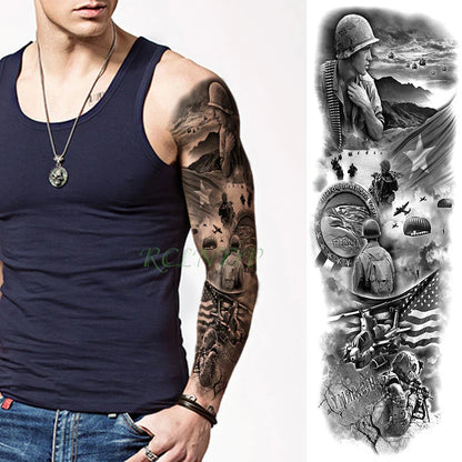 sengpan Waterproof Temporary Tattoo Sticker Anubis Ancient Egypt Greece Zeus Eye Full Arm Fake Tatto Flash Tatoo Sleeve for Men Women