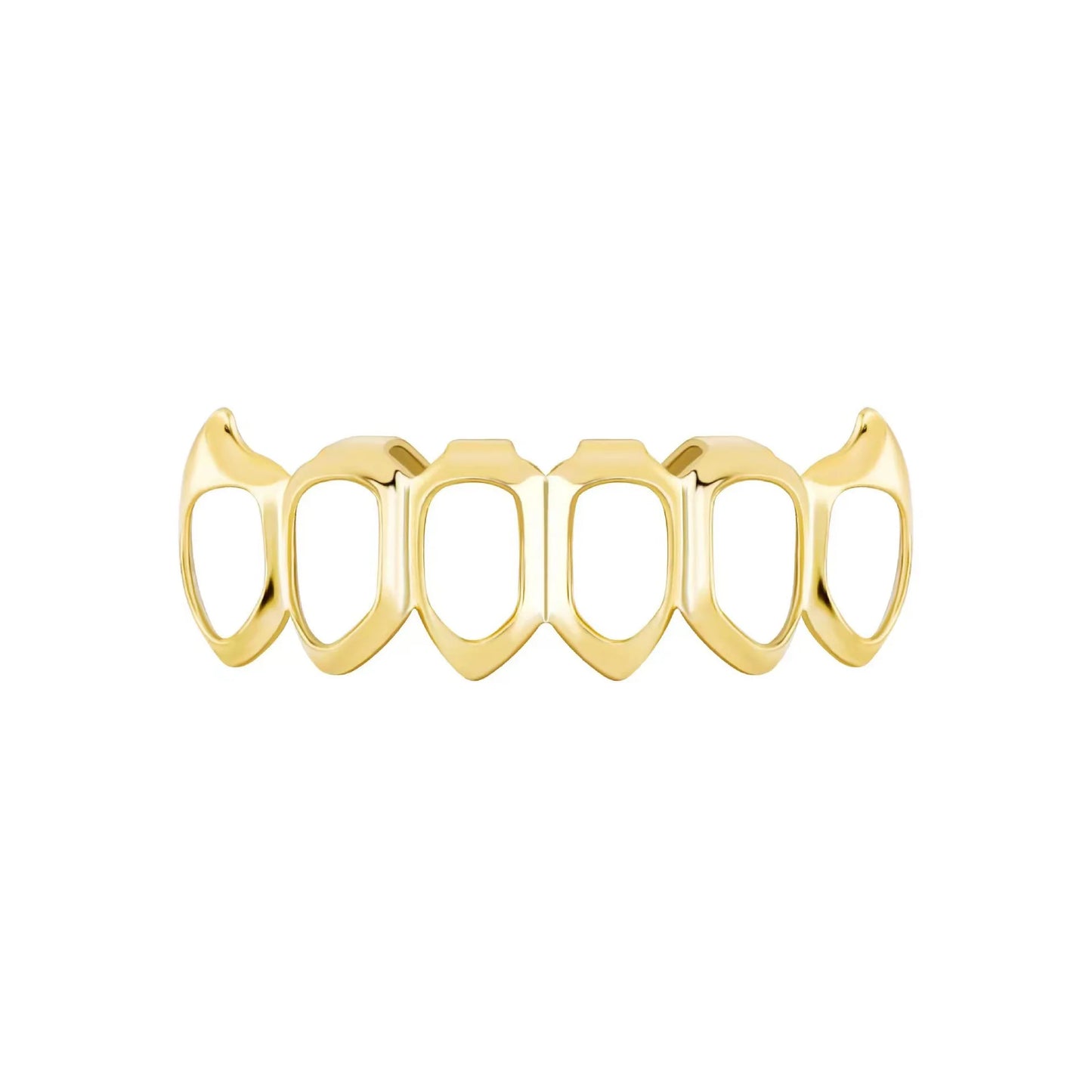 sengpan 18K Gold-Plated Hip Hop Teeth Grillz Hollowing Out Golden Teeth Grills Perfect Halloween Accessory for Men & Women