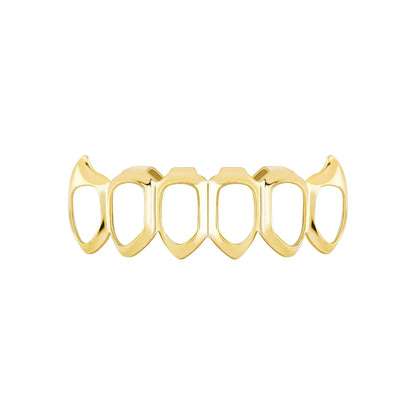 sengpan 18K Gold-Plated Hip Hop Teeth Grillz Hollowing Out Golden Teeth Grills Perfect Halloween Accessory for Men & Women